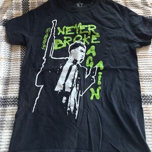 VLONE Black Tee with Neon Green and White Design